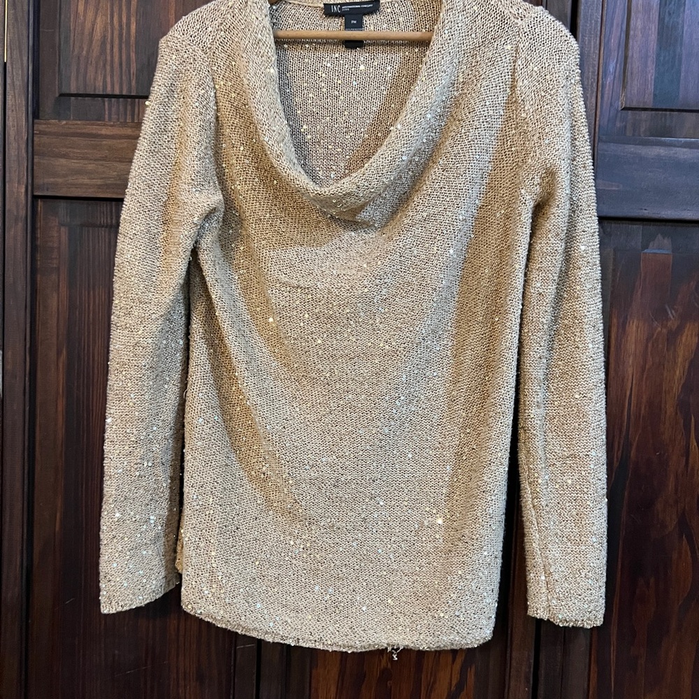 INC‎ International Concepts Gold Women's Cowl Neck Sweater
